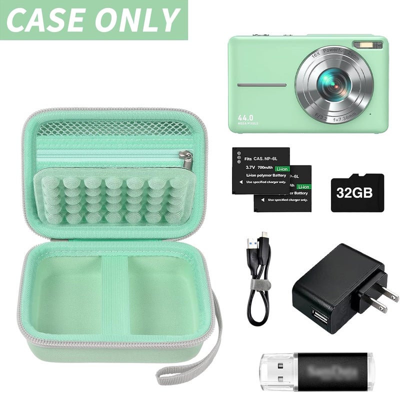 Grapsa Digital Camera Case for CAMKORY/for Kodak Pixpro/for VAHOIALD/for Sony DSCW800 830/ for Canon PowerShot 180 190. Vlogging Cameras Storage Holder for Accessories (Box Only)-Green - Image 2